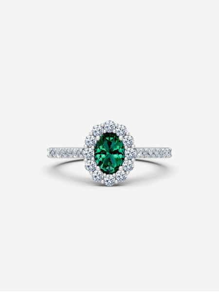 Emerald and Diamond Ring – White Gold
