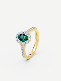 Žiedas su smaragdu ir deimantais