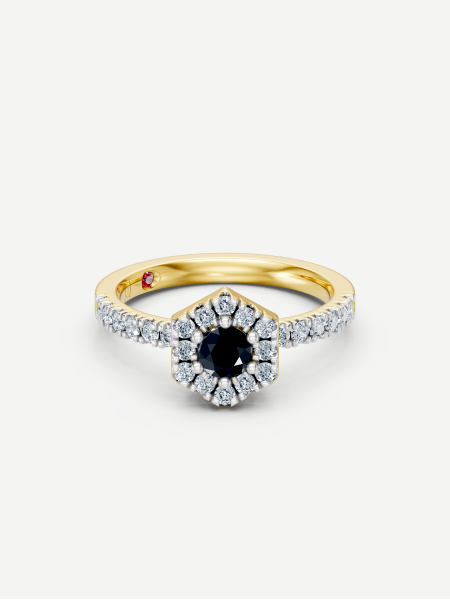 Signature Black and White Diamond Ring – Yellow Gold