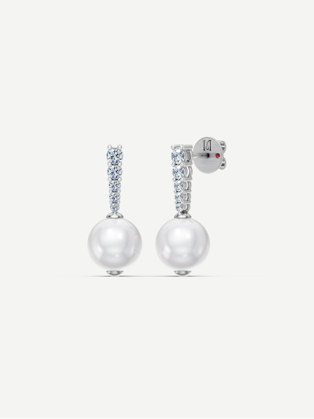 Pearl Earrings with Diamonds – White Gold