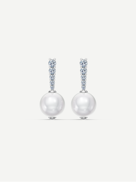 Pearl Earrings with Diamonds – White Gold