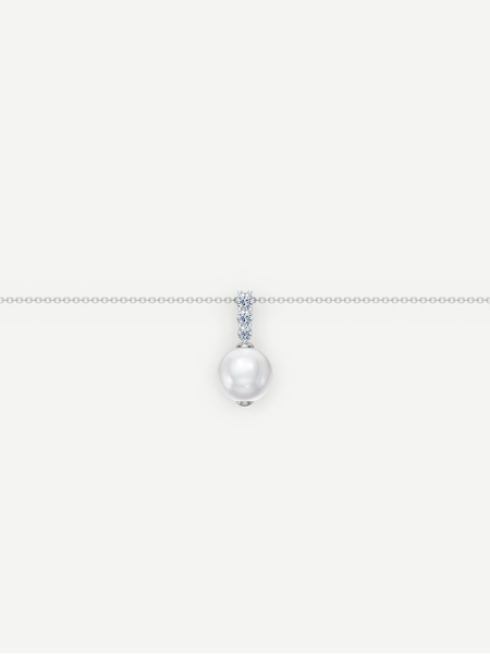 Pearl Pendant with Diamonds – White Gold