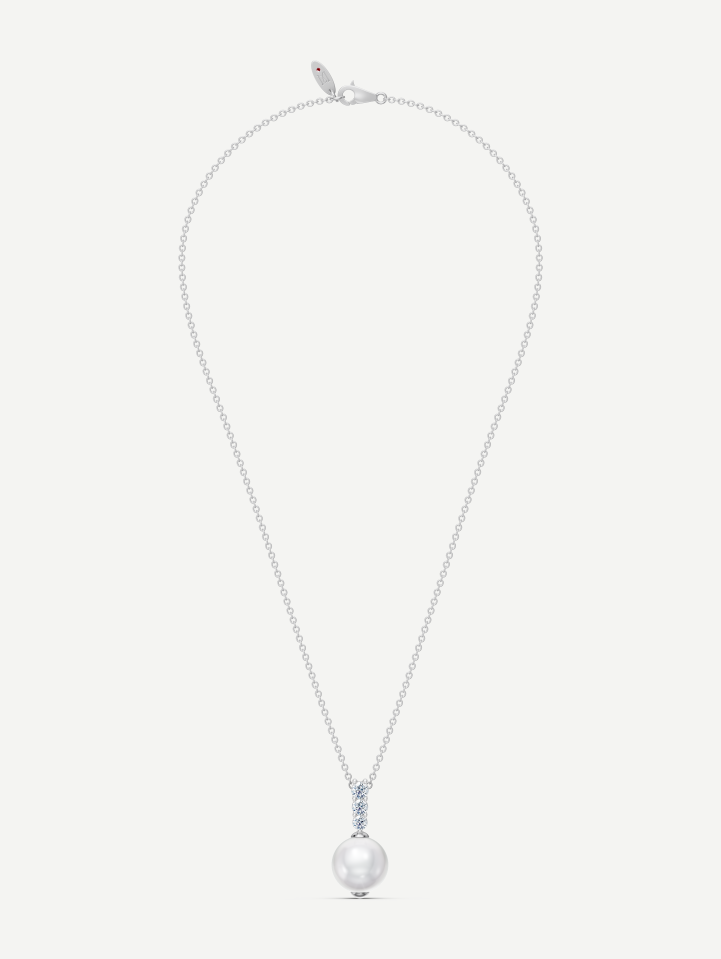 White Gold Pearl Pendant with Diamonds 0.20 ct | MARRY ME