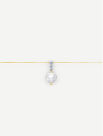Yellow Gold Pearl Pendant with Diamonds 0.20 ct | MARRY ME