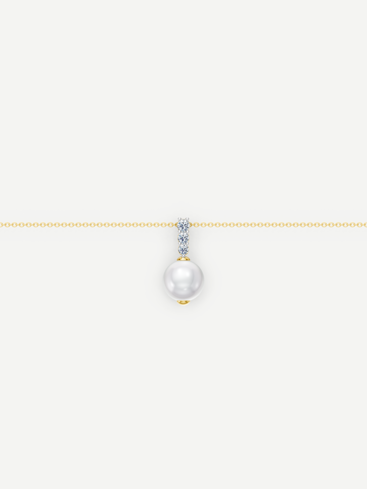 Yellow Gold Pearl Pendant with Diamonds 0.20 ct | MARRY ME