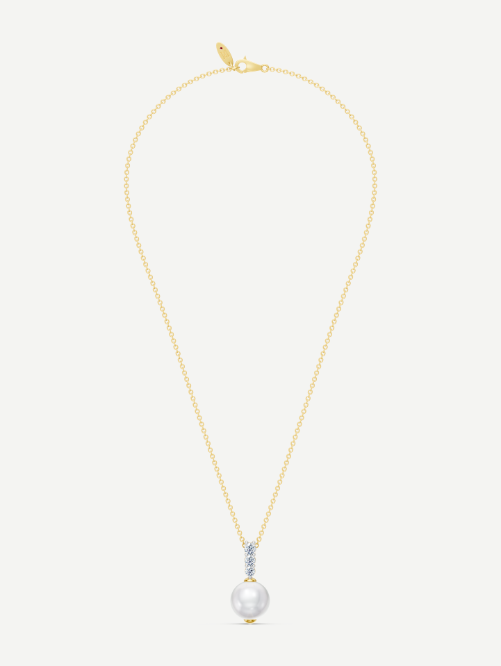 Yellow Gold Pearl Pendant with Diamonds 0.20 ct | MARRY ME