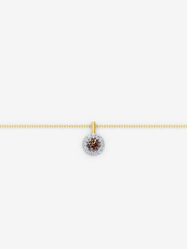 Yellow Gold Cognac and White Diamond Pendant from 0.30 ct