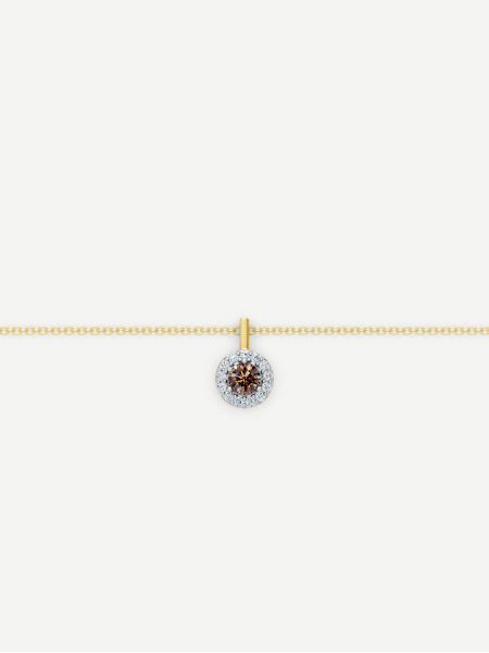 Cognac and White Diamond Pendant – Yellow Gold