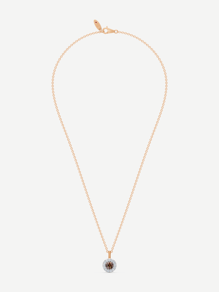 Rose Gold Cognac and White Diamond Pendant from 0.30 ct