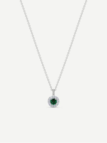 Emerald and Diamond Pendant – White Gold