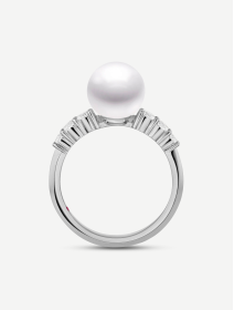 White Gold Akoya Pearl Ring with Diamonds from 0.42 ct