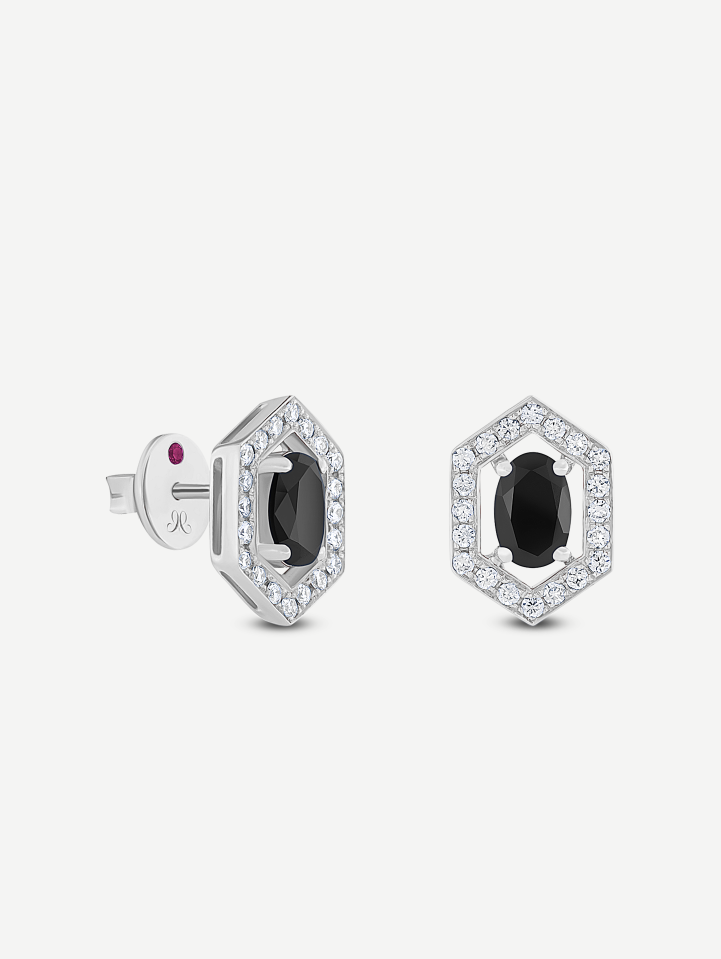 Signature White Gold Black and White Diamond Earrings 1.30 ct