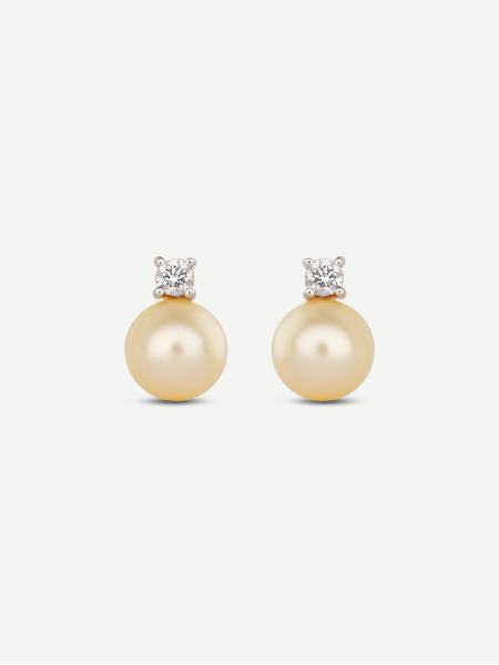 South Sea Pearl Earrings with Diamonds – Yellow Gold