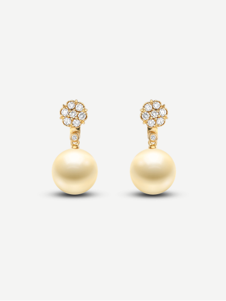 South Sea Pearl Earrings with Diamonds – White Gold