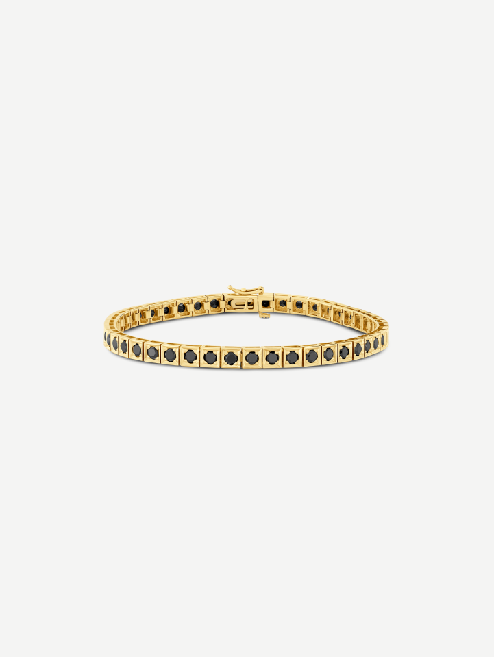 Yellow Gold Black Diamond Tennis Bracelet 5.70 ct | MARRY ME