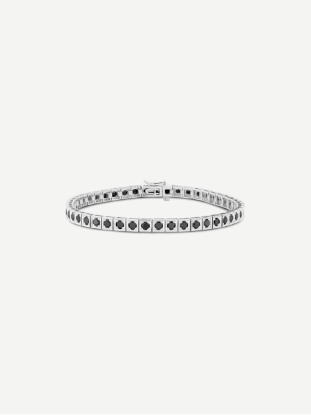 Black Diamond Tennis Bracelet – White Gold