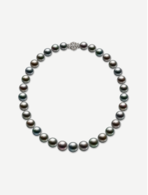 White Gold Tahitian Pearl Necklace with Diamonds MOT243377 0.75 ct