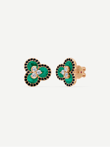 Triad Malachite and Diamond Earrings