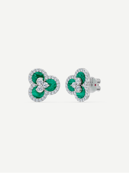 Triad Malachite and Diamond Earrings