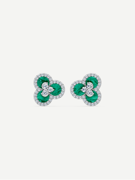 Triad Malachite and Diamond Earrings
