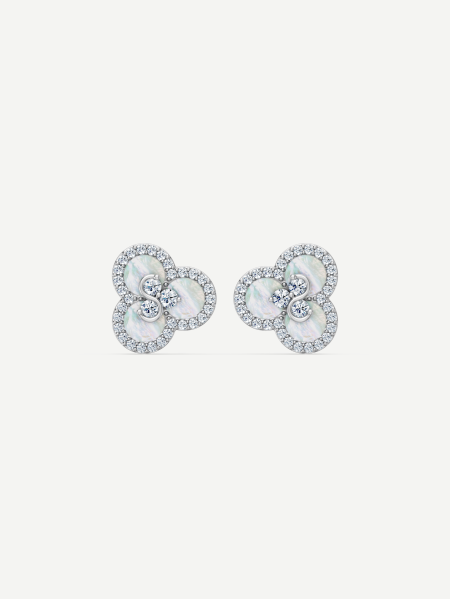 Triad White Mother-of-Pearl and Diamond Earrings