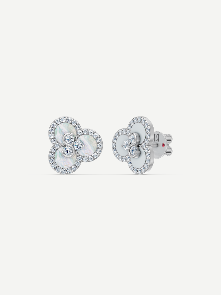 Triad White Mother-of-Pearl and Diamond Earrings | MARRY ME