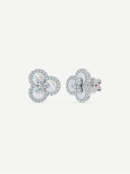 Triad White Mother-of-Pearl and Diamond Earrings