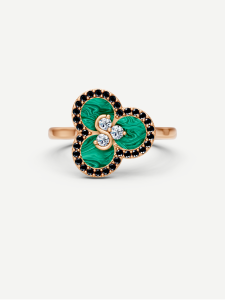 Triad Malachite and Diamond Ring