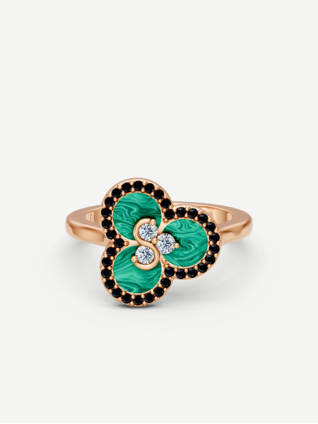 Triad Malachite and Diamond Ring