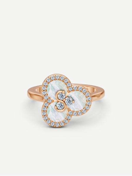 Triad White Mother-of-Pearl and Diamond Ring