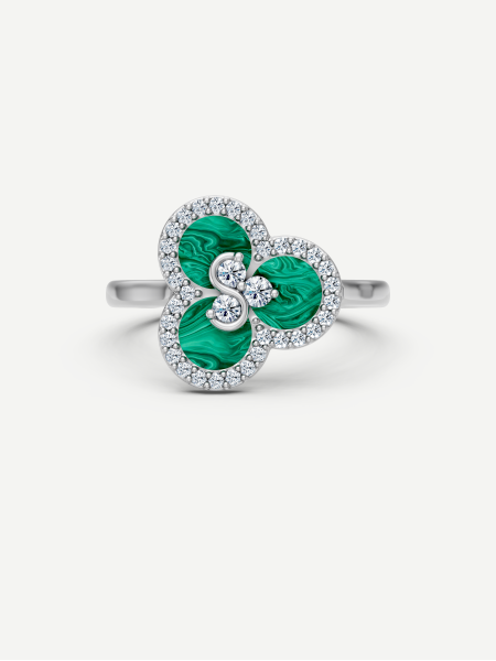 Triad Malachite and Diamond Ring