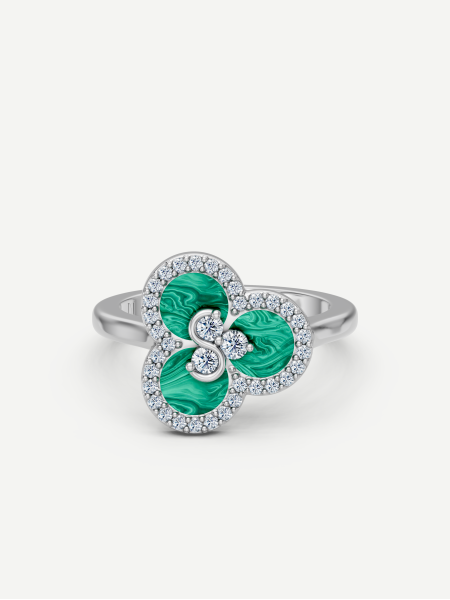 Triad Malachite and Diamond Ring