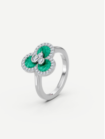 Triad Malachite and Diamond Ring | MARRY ME by Ribas