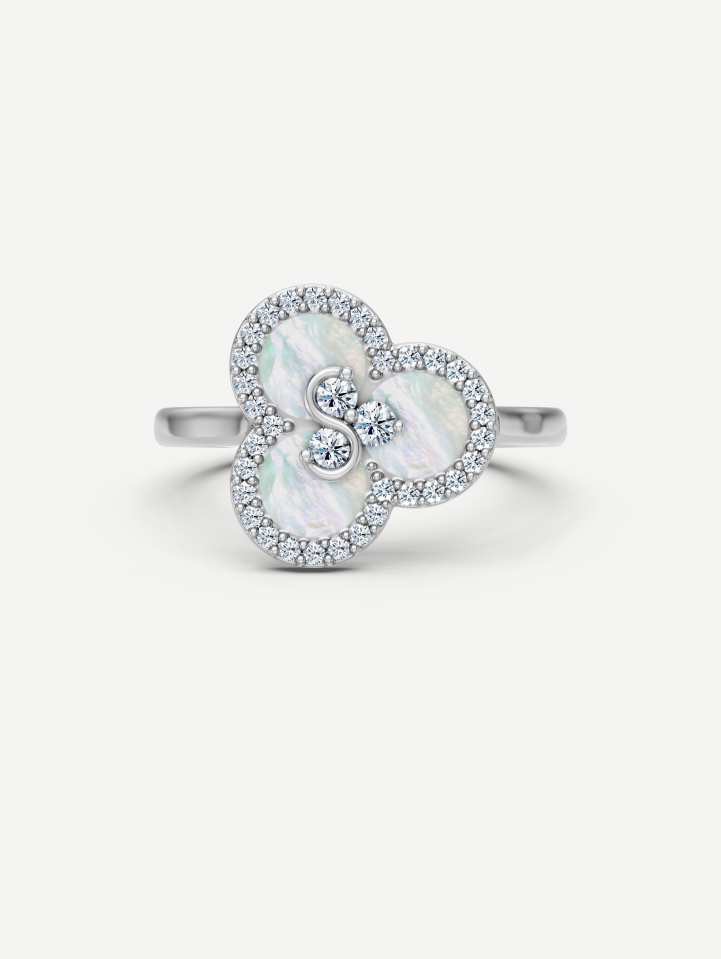 Triad White Mother-of-Pearl and Diamond Ring | MARRY ME