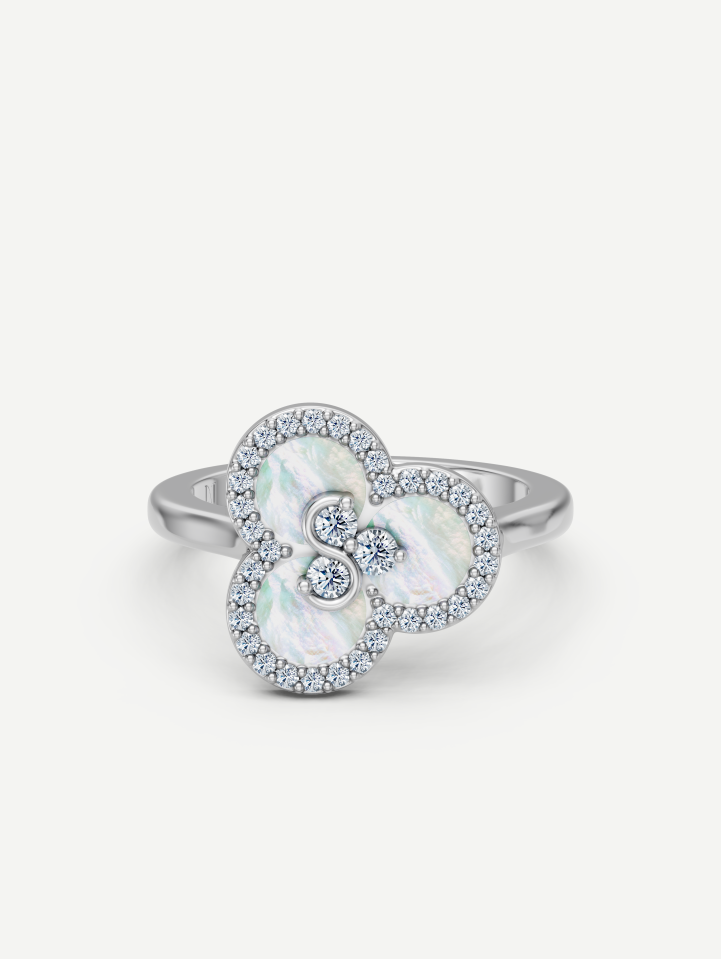 Triad White Mother-of-Pearl and Diamond Ring | MARRY ME