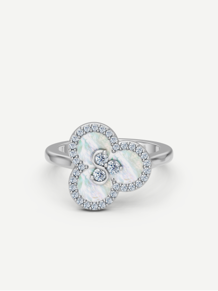 Triad White Mother-of-Pearl and Diamond Ring