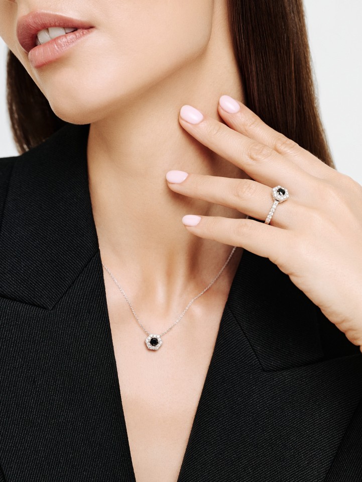 Signature White Gold Black and White Diamond Pendant from 0.76 ct