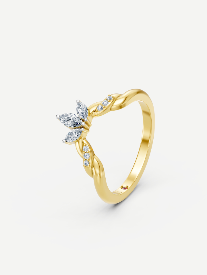 Geltono aukso žiedas su deimantais 0,32 ct | MARRY ME