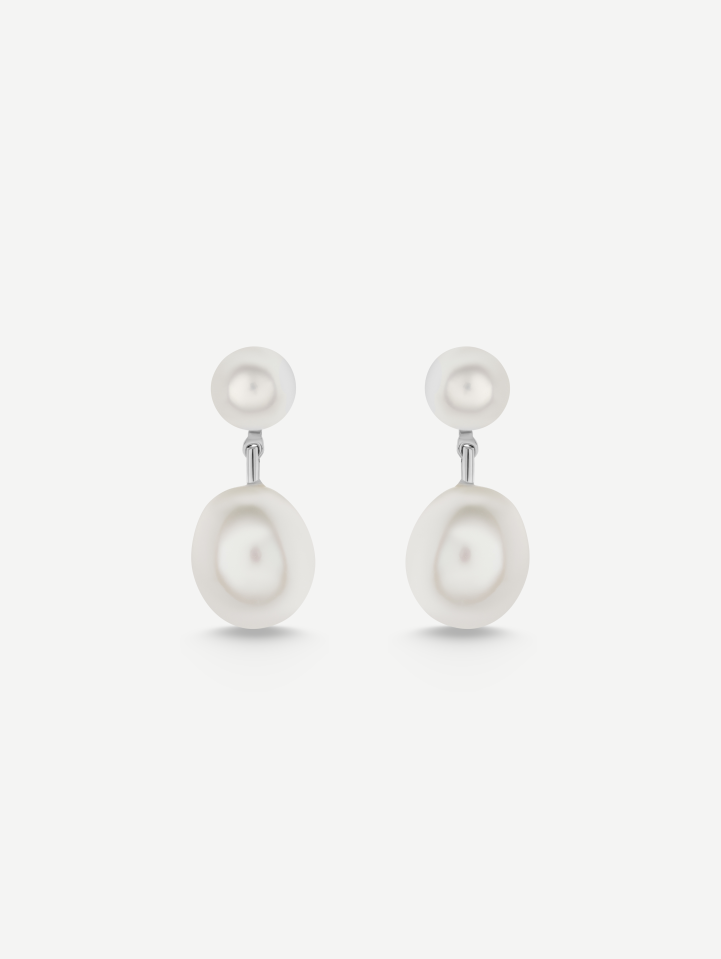 White Gold Pearl Earrings MOT181020 | MARRY ME by Ribas