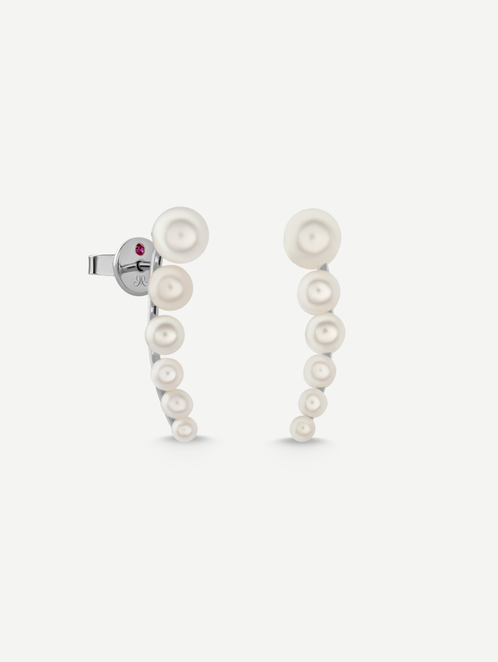 White Gold Pearl Earrings MOT181204 | MARRY ME by Ribas