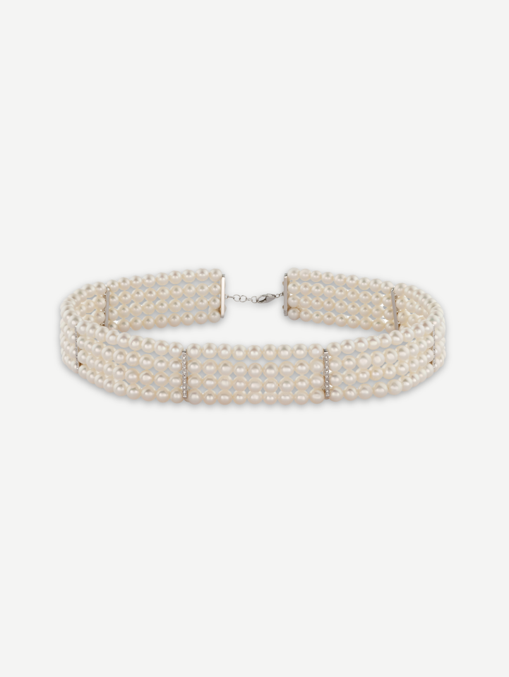 White Gold Pearl Necklace with Diamonds from 0.24 ct
