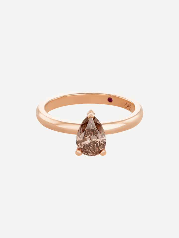 Rožinio aukso žiedas su deimantu MOT108041 1,04 ct