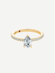 Geltono aukso žiedas su deimantais 0,75 ct | MARRY ME