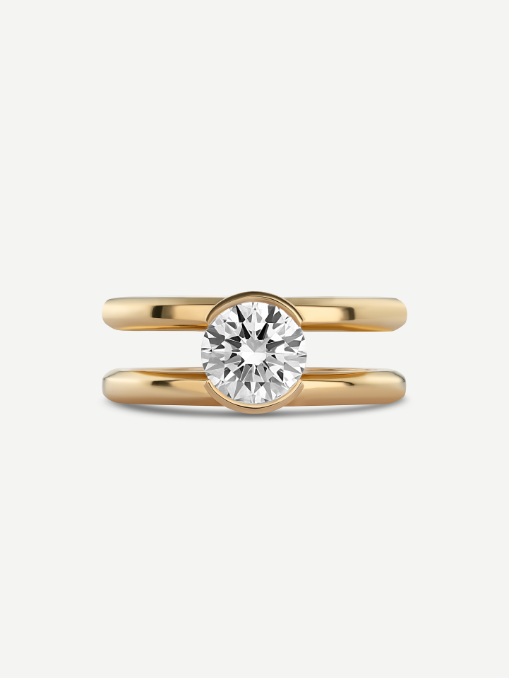 Geltono aukso žiedas su deimantais 1,04 ct | MARRY ME
