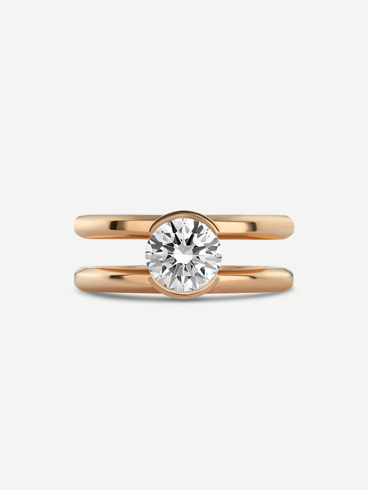 Rožinio aukso žiedas su deimantais nuo 1,05 ct | MARRY ME
