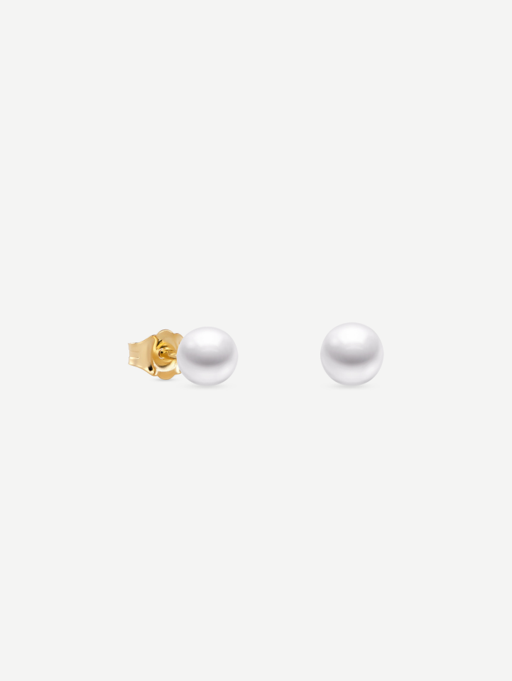 Yellow Gold Freshwater Pearl Earrings MOT216180 | MARRY ME