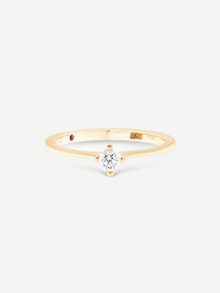 Geltono aukso žiedas su deimantu 0,20 ct | MARRY ME by Ribas