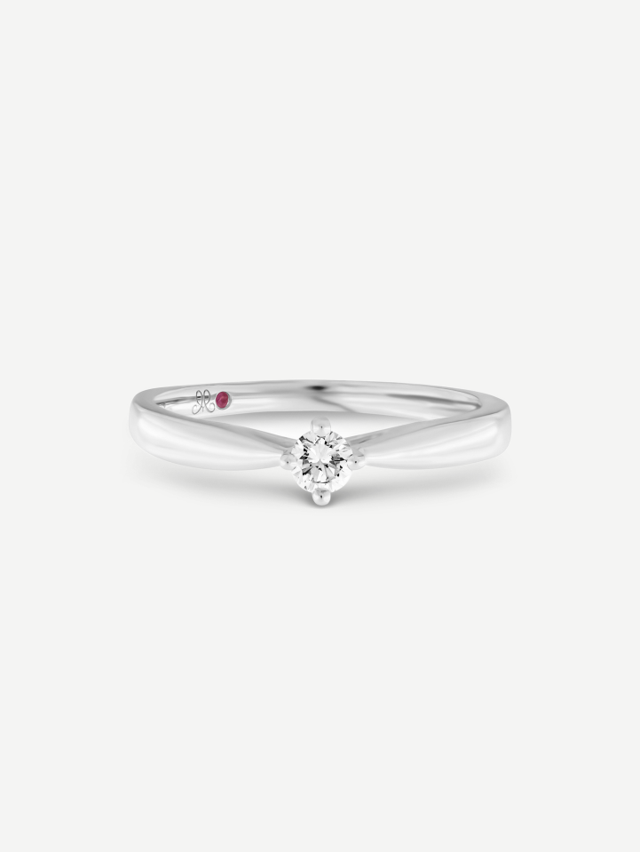 Balto aukso žiedas su deimantu nuo 0,10 ct | MARRY ME