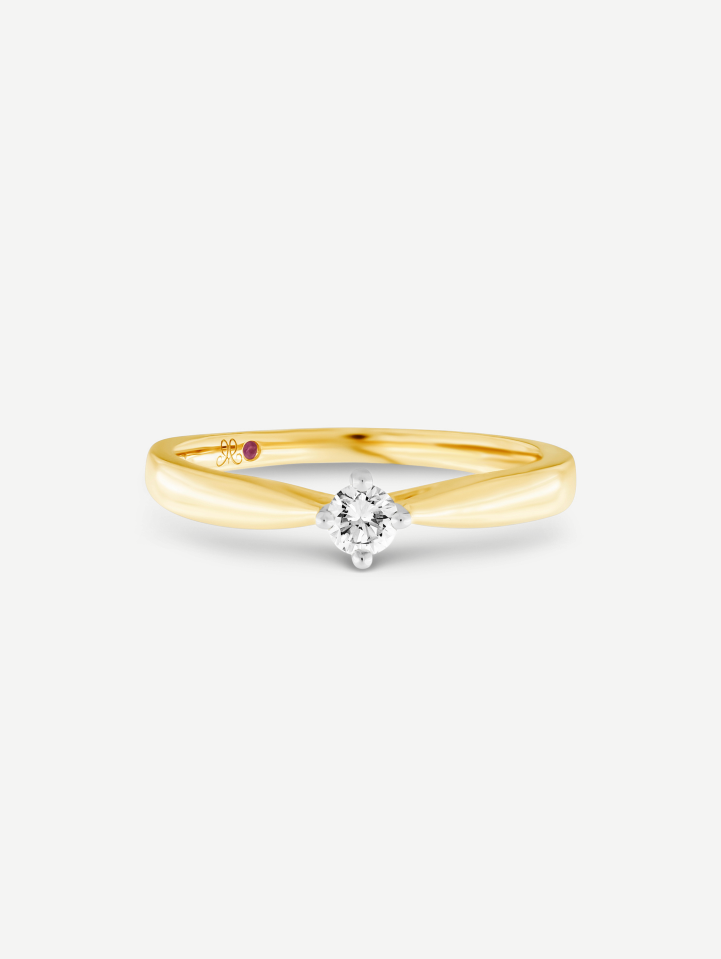 Geltono aukso žiedas su deimantu nuo 0,10 ct | MARRY ME