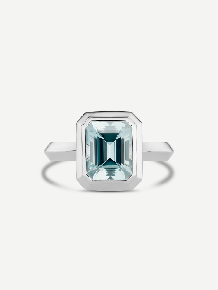 Balto aukso žiedas su akvamarinu 1,90 ct | MARRY ME by Ribas